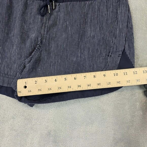 Athleta Shorts Womens 6 Blue White Striped Linen Drawstring Pockets Pull On - Picture 6 of 10